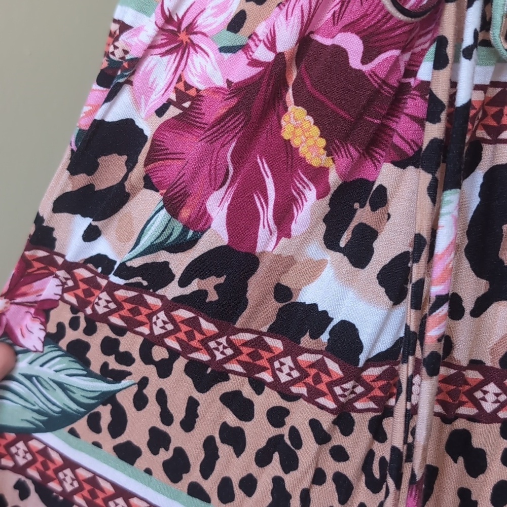 Lascana for Venus Strapless Maxi Dress Large Floral Animal Print Pockets EUC - Picture 15 of 16